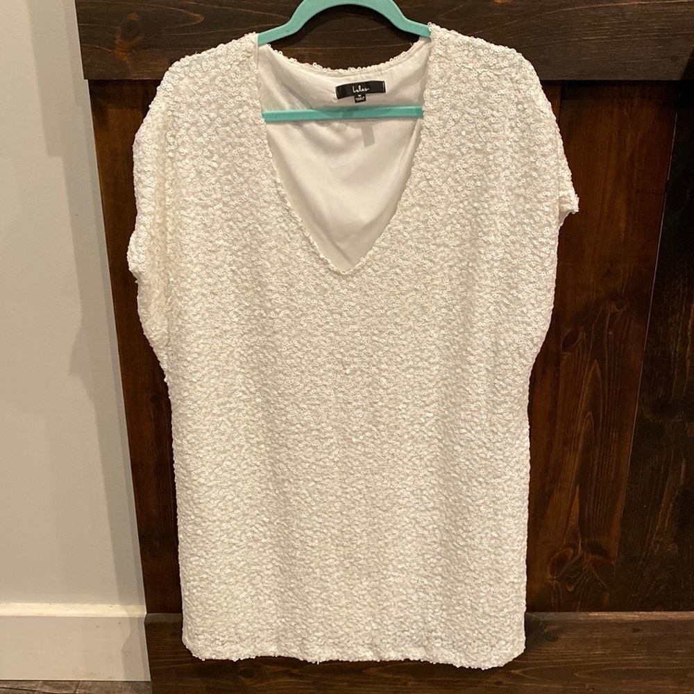 White sequins short sleeve dress